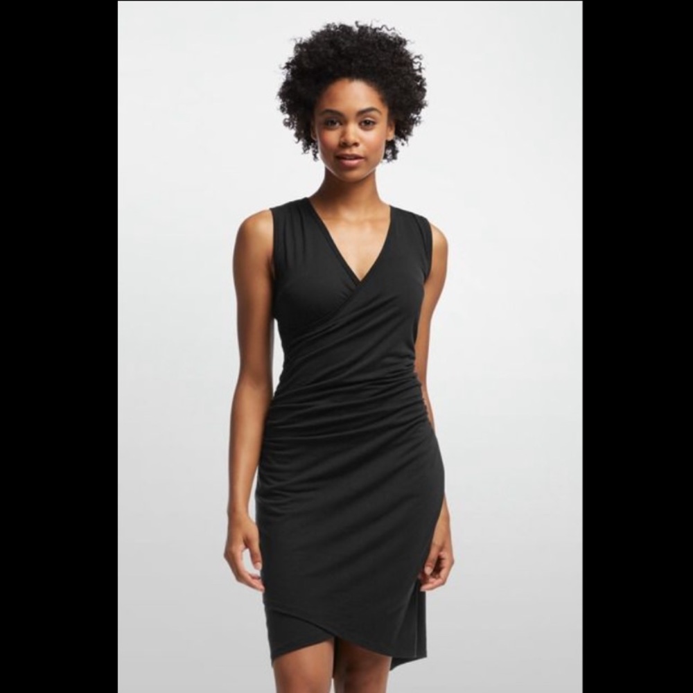 Icebreaker Black Sleeveless Wrap-Front Mini Dress